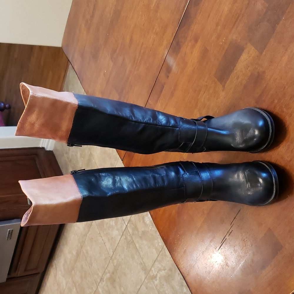 Black and Tan Leather Boots
